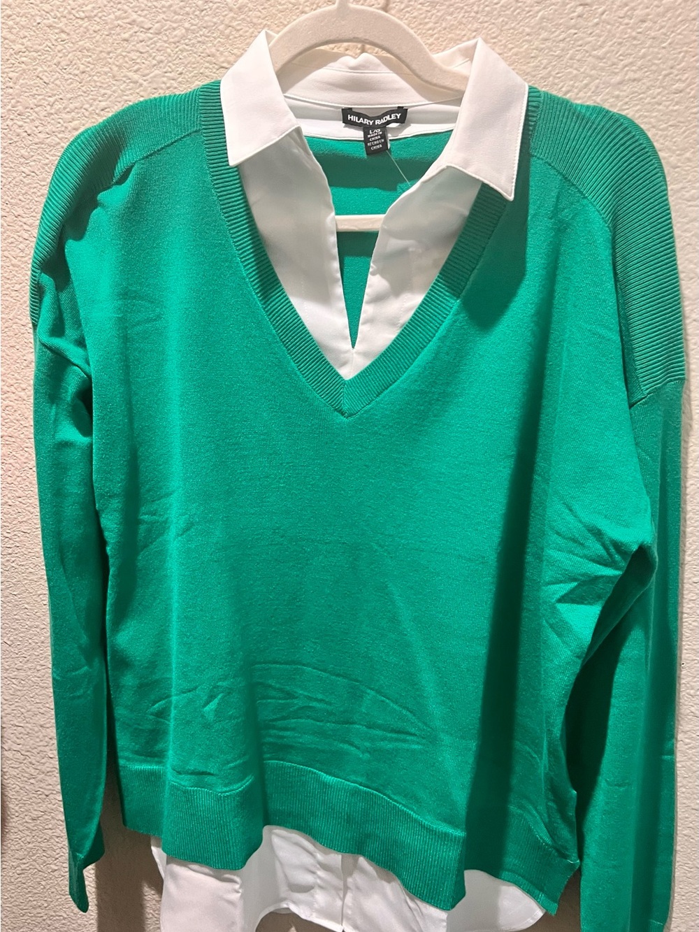 Hilary Radley V-Neck Sweater in Bright Green